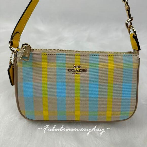 Coach Nolita 19 With Plaid Print Shoulder Bag Wristlet in Bright Maize CBK65 NWT - Picture 2 of 9